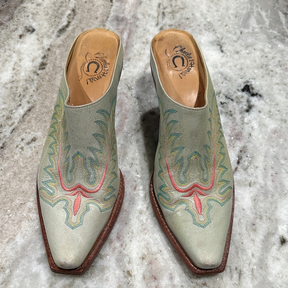 Matisse Pale Green Embroidered Pointed-Toe Mule